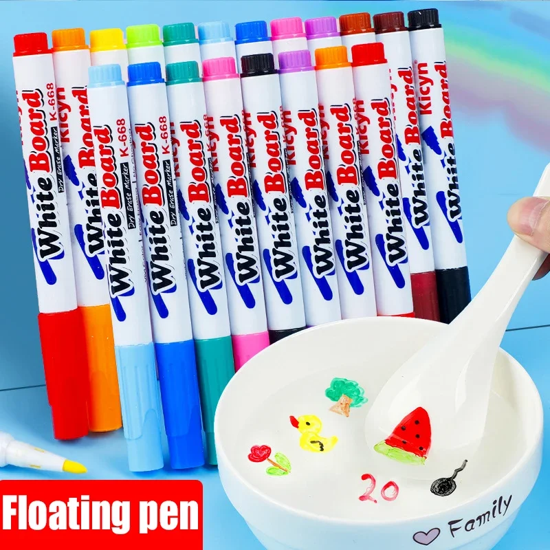 Montessori Magical Water Floating Student Painting Brush Whiteboard Markers Pen Suspension Kids Educational Painting Pen Toys
