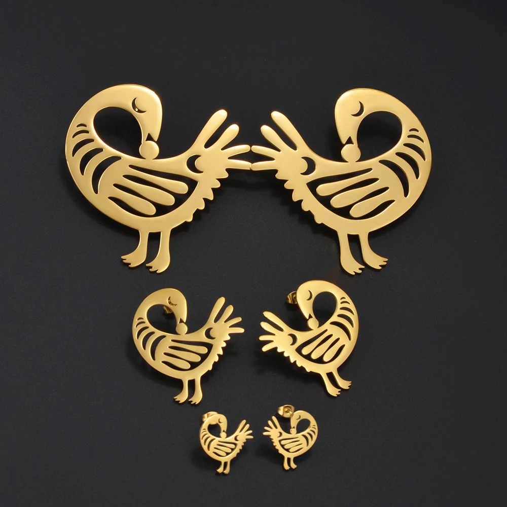 Anniyo (1Pair)2CM/4CM/7CM African Nyame Gye Stud Earrings Woman Stainless Steel Adinkra Ethnic Traditional Jewelry #544562