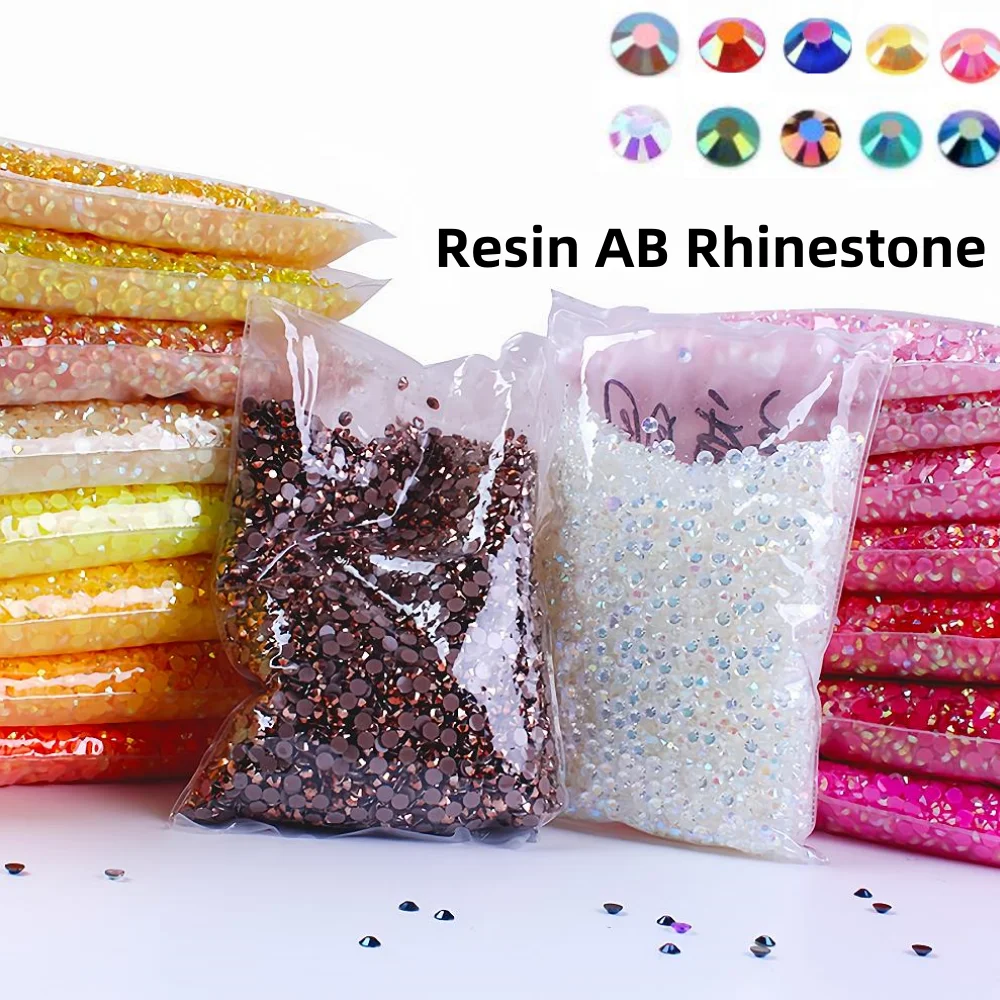 Bulk Wholesale 2-6mm Jelly AB Resin Non Hot Fix Rhinestones Flat Back Plastic Crystals Strass Glitters Big Package Stones