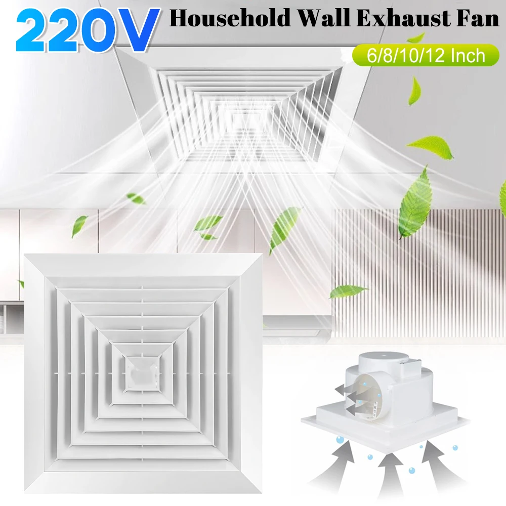 6/8/10/12 Inch 220V Electric Exhaust Fan Toilet Powerful Mute Extractor Household Wall Kitchen Inbline Duct Fan Ventilation Fan