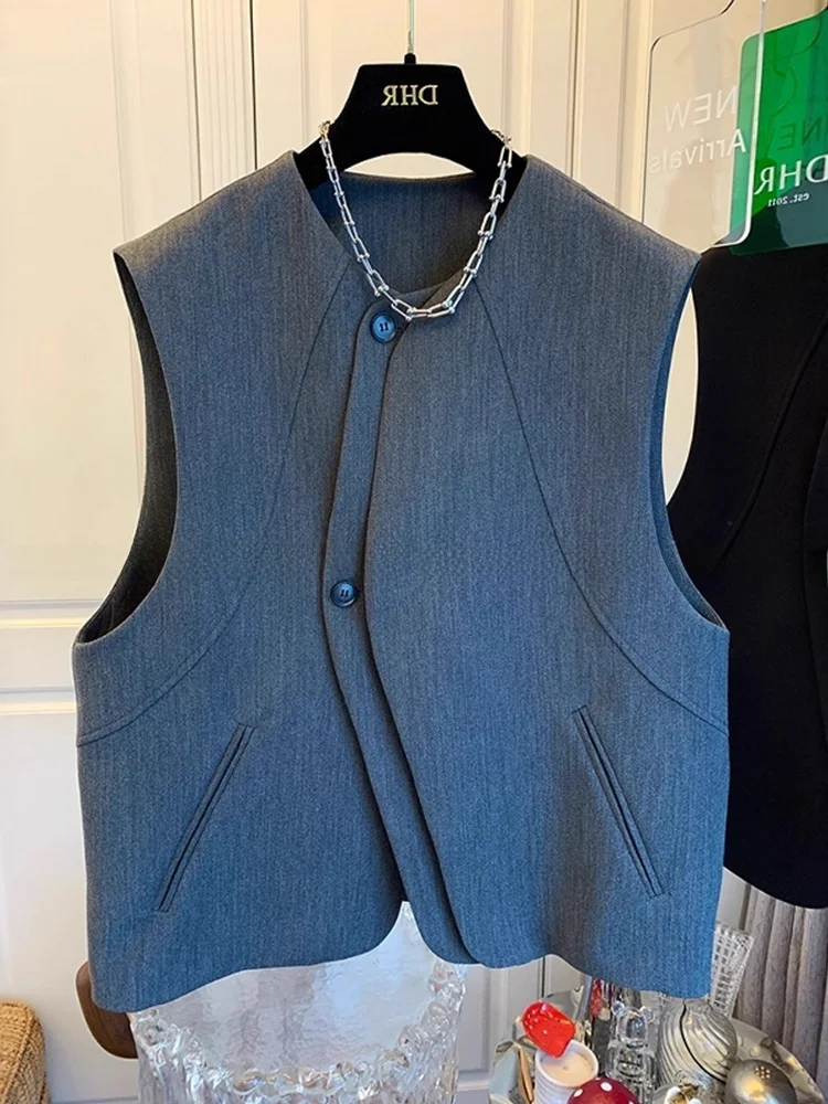 Slimming Loose Women's Vest Svel Top Button up Front Color Faionable Commute Sle Garment