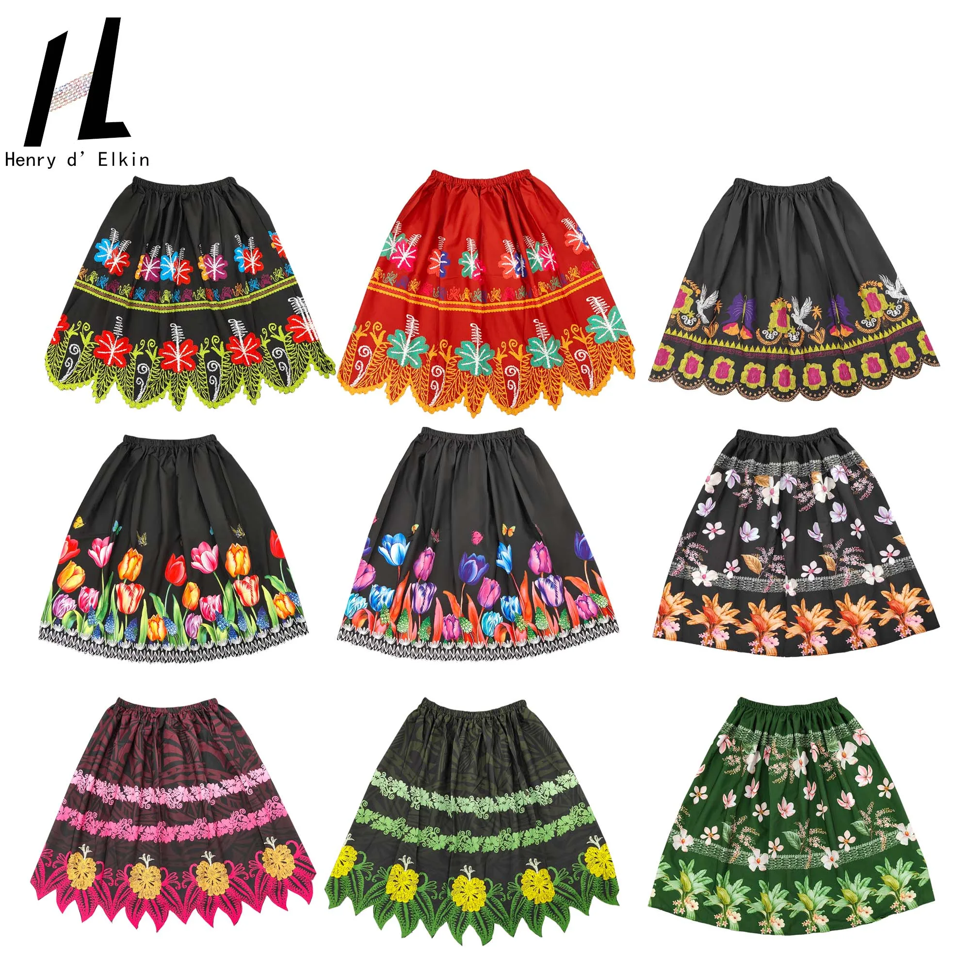 2025 New Design Polyester Floral Printed Polynesian Micronesia Island Beach Skirt For Women