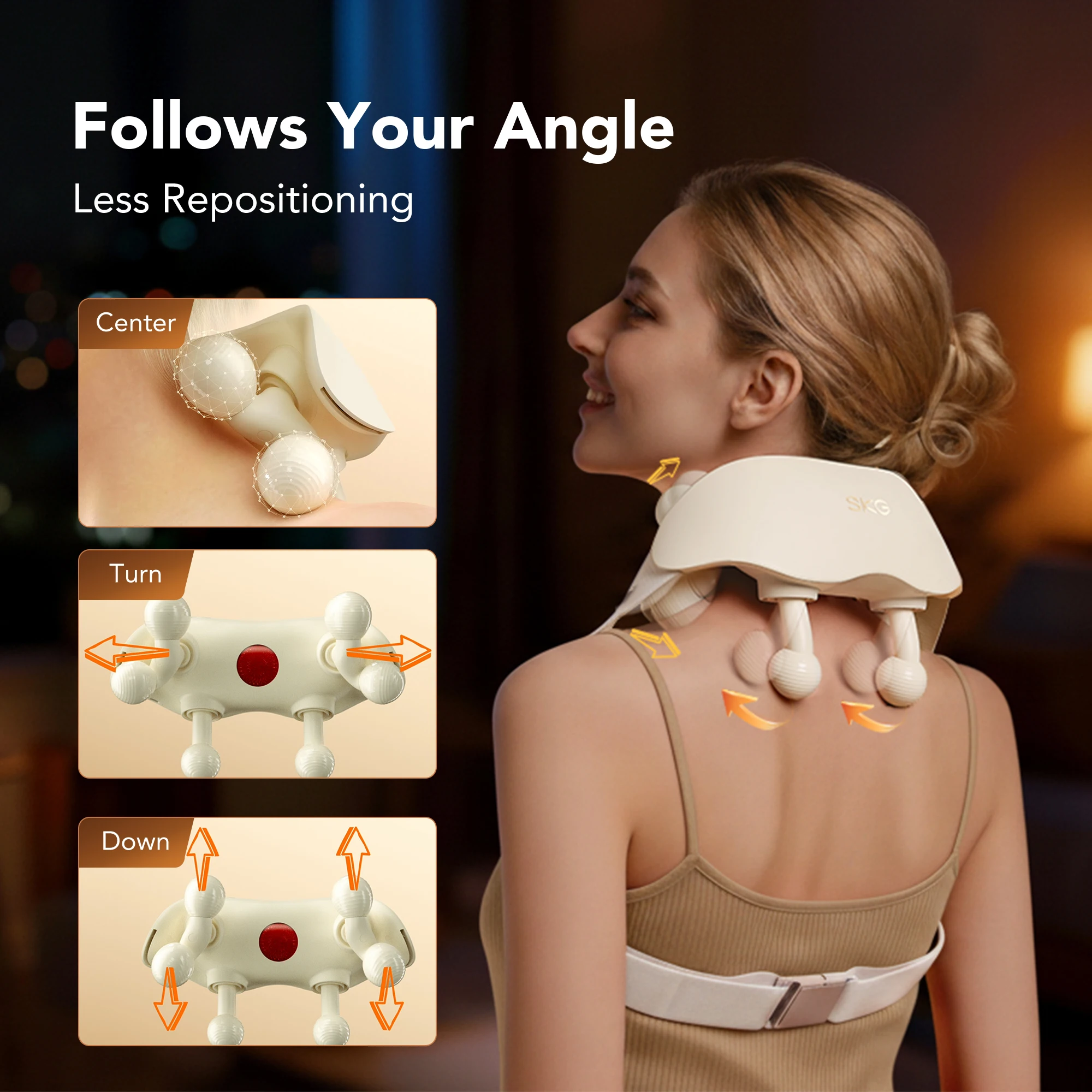 SKG Neck Massager for Pain Relief Deep Tissue Shiatsu Cordless Neck and Shoulder Massger with Heat Valentine Gifts for Men Women