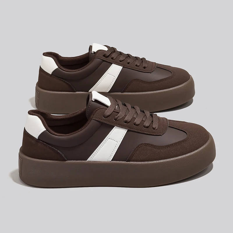 Classic Brown Sneakers Men Comfortable Leather Casual Sneakers Men Women Vulcanize Shoes Platform Retro Men's Skateboard Shoes