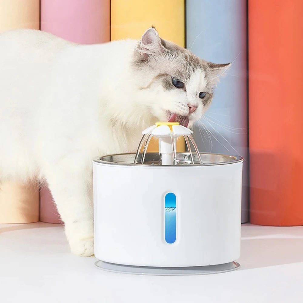 Automatic Pet Water Fountain Stainless Steel Dog Water Feeder Pet Bowl USB Cats Mute Drinker Pet Water Dispenser with LED Light