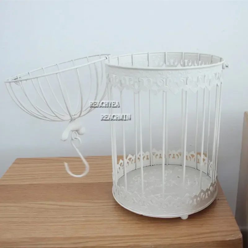 Iron Metal Bird Cage White Bird Cage Decoration Hanging Flower Pot Succulent Wedding Candle Holder Jewelry