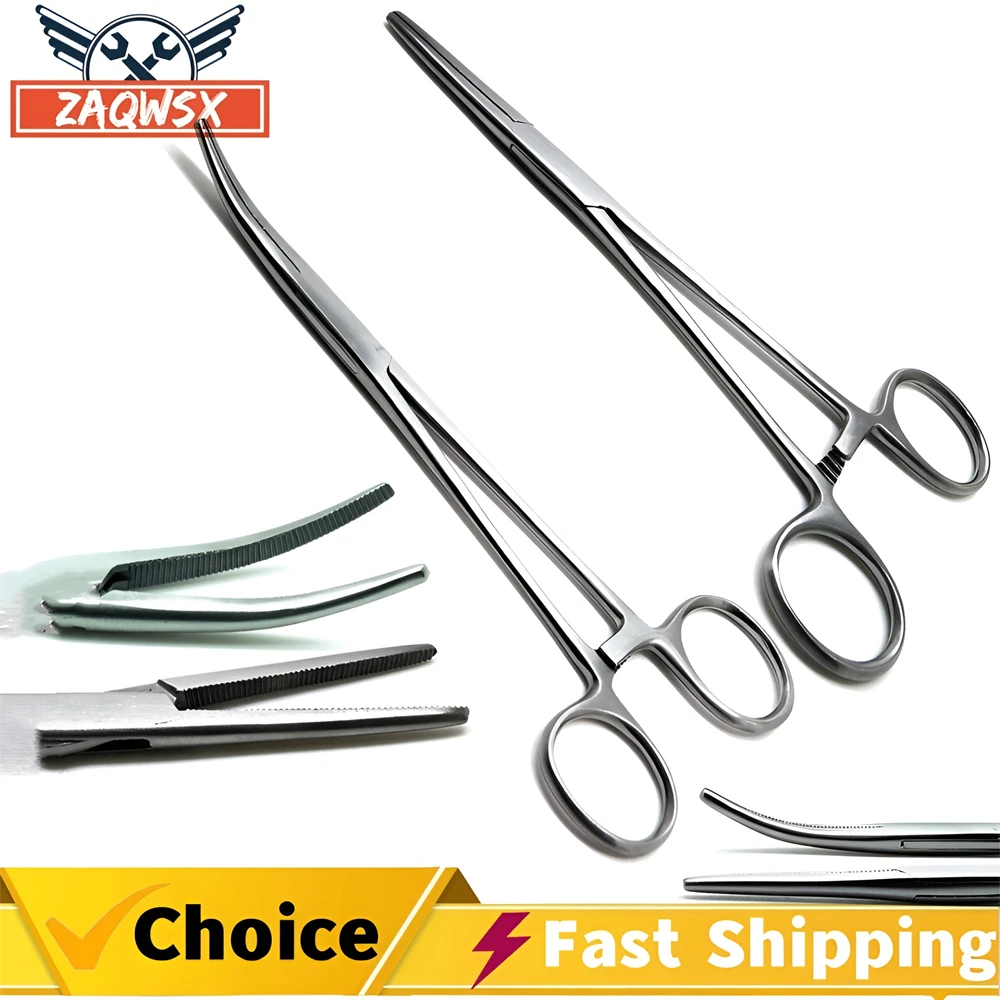 Stainless Steel Curved Tip and Straight Tip Forceps Locking Clamps Hemostatic Forceps Arterial Forceps Clamp Fish Hook Pliers