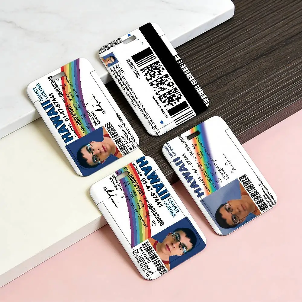 Funny M-McLovin ID F-Fogell Q Plastic Slide Cover Lanyard Work ID Bag Bus Student Photo Idol Badge Card Holder Employee