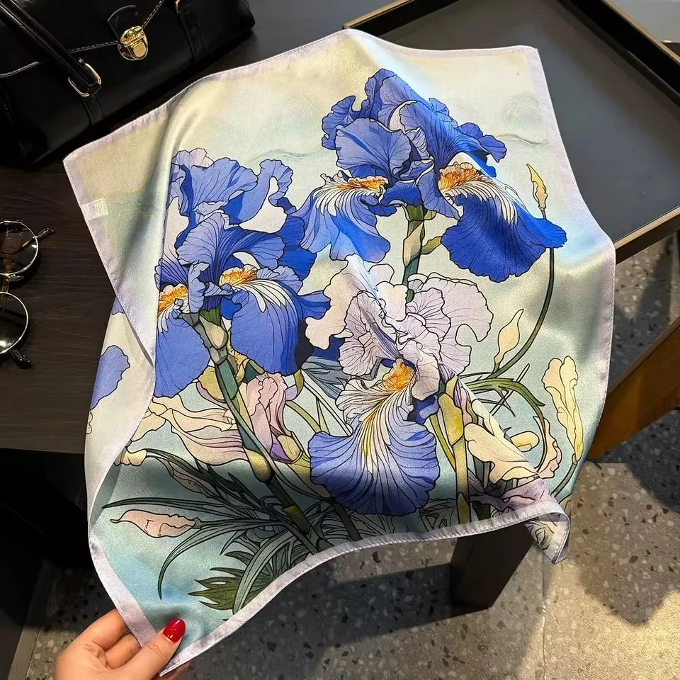 100% Natural Real Silk Scarf Women Bandana Square Scarves Wrap Kerchief elegant Fashion Luxury High Quality Hijab foulard femme