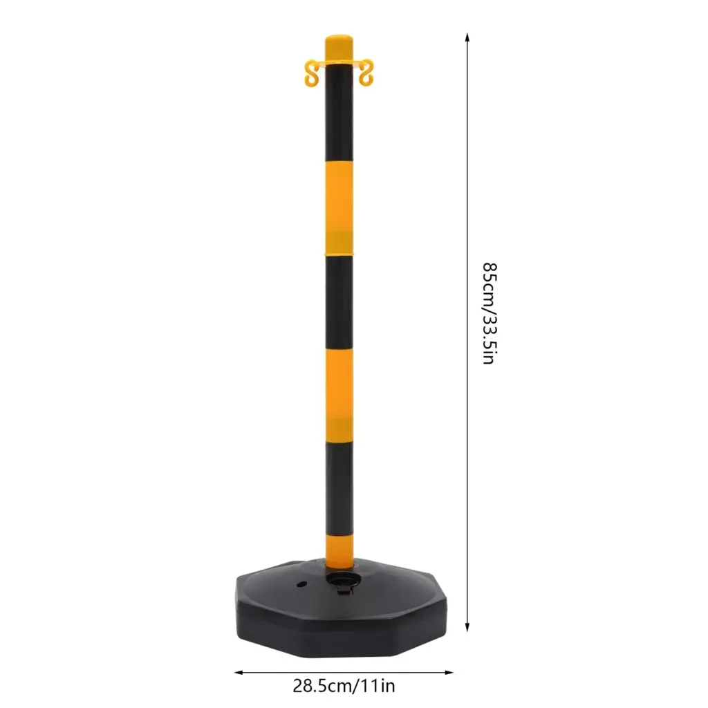 6 Pack Safety Bollards Traffic Cones with 5 Chain Plastic Safety Bollard Post with Fillable Base 33.5" Yellow & Black
