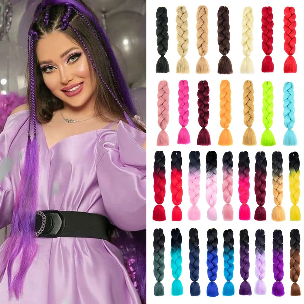 Jumbo Braids Extensions Synthetic Braiding Hair Afro Ombre Color kanekalon Hair 24 Inch for Women Braid