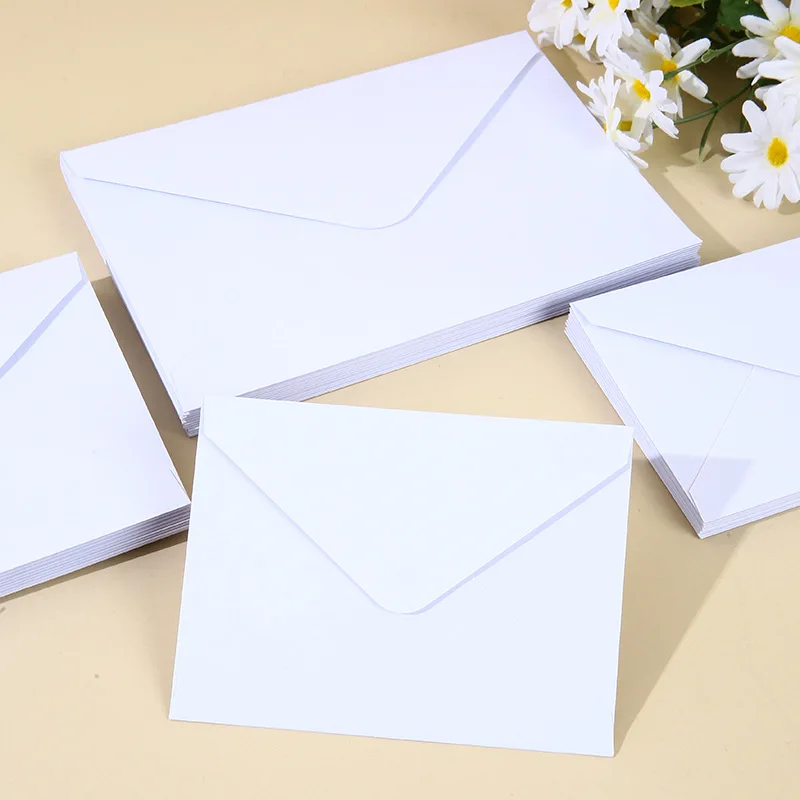 50pcs White Envelope 120g Kraft Paper Postcards for Wedding Invitation Envelopes Business Supplies Stationery Storage