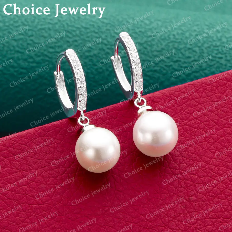 1 Pair 925 Sterling Silver inlay Zircon Natural Pearl Drop Earrings for Women's Fashion Elegant Jewelry for Everyday Accessories