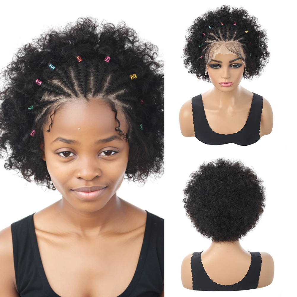 13x4 Lace Front Wigs Human Hair Afro Braid Wig Human Hair Afro Kinky Curly Bob Wigs Afro Curly Braid Wig Afro Puff Wig