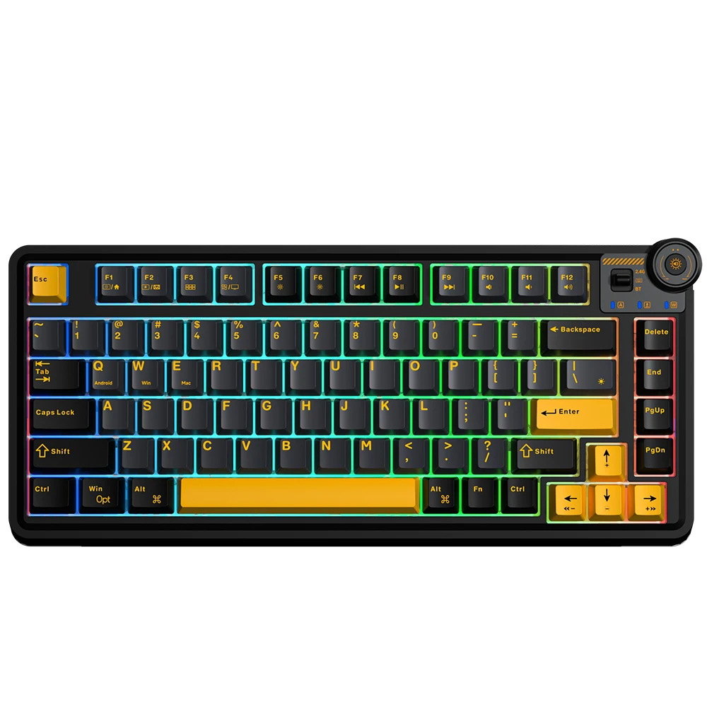 AULA AU75 Gaming Mechanical Keyboard 81 Keys RGB 2.4G/BT/Wired Hot Swappable E-sports Keyboard Desktop Office Typing Keyboard