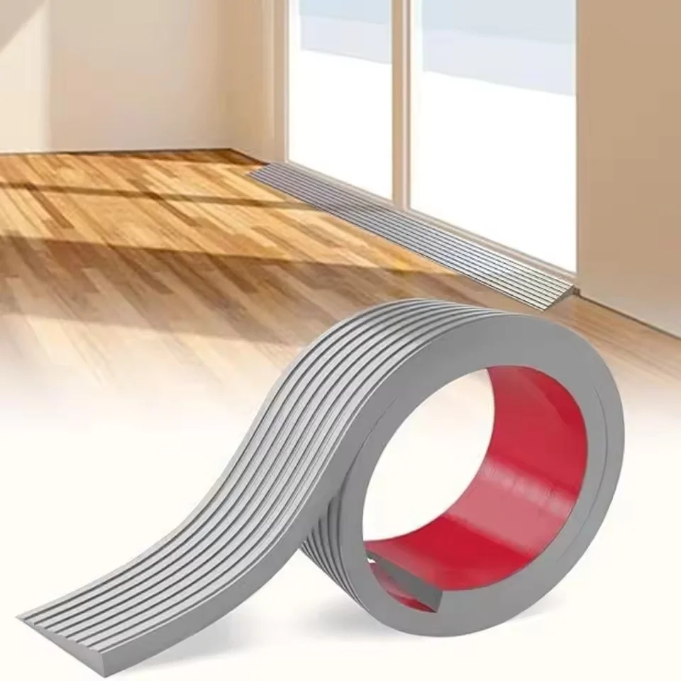1PC 1mx5cm Doorway Threshold Ramp PVC Self-adhesive Rubber Ramp Wear-resistant Striped Stair Anti Slip Tape