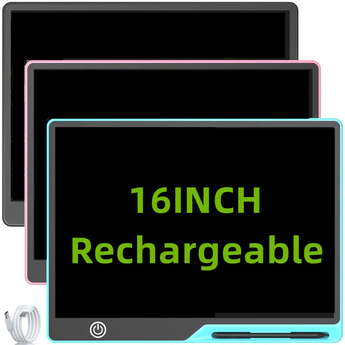 16inch/41cm Single Color USB Rechargeable LCD Writing Tablet, Birthday, Christmas, Or Halloween Gift