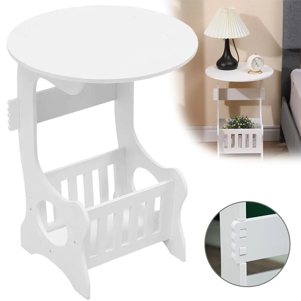 Bedside Table Mini Round Coffee Tea Table Nightstands for Bedroom Simple Small Cabinet Bedroom Furniture Bed Table