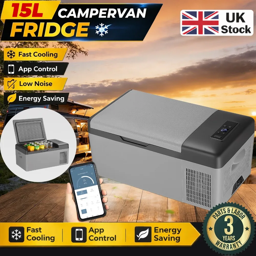15L 12V/24V RV Portable Compressor Fridge Freezer App Control Camping Campervan