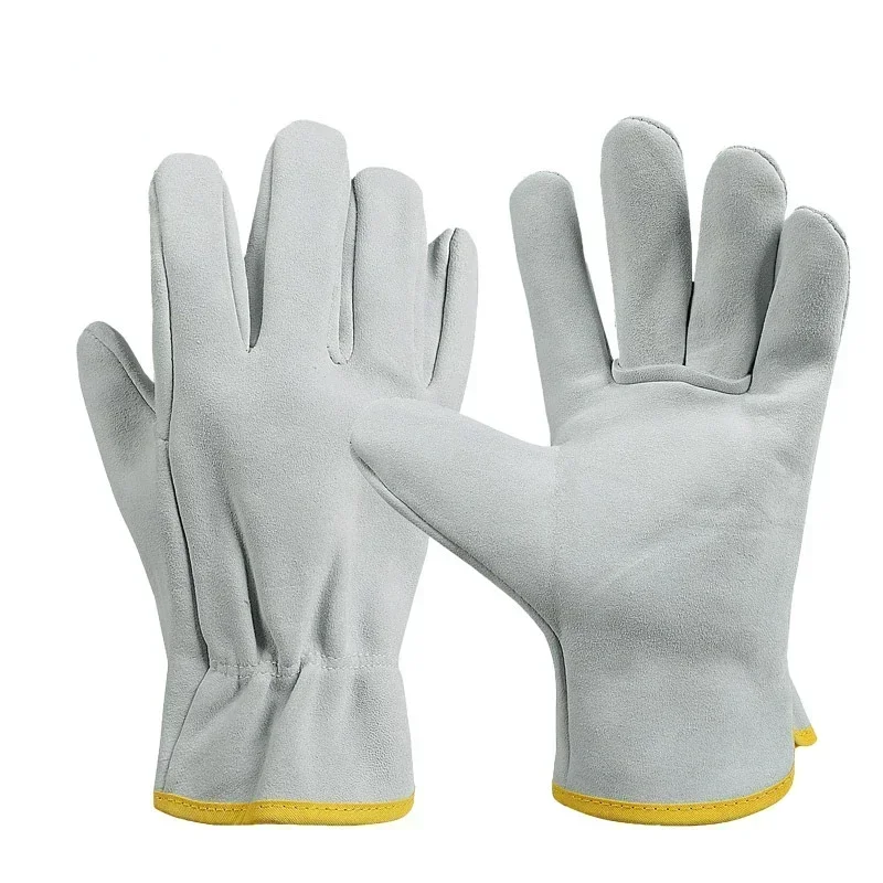 Heat Resistant Welding Gloves, Genuine Sheep Leather Construction,Short Style Flame Retardant Protection,Industrial Grade Safety