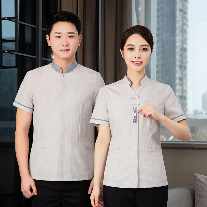 Cleaning Workwear Summer Short Sleeve Unisex Work Uniform Hotel Room Property Cleaning Staff Short Sleeve Workwear