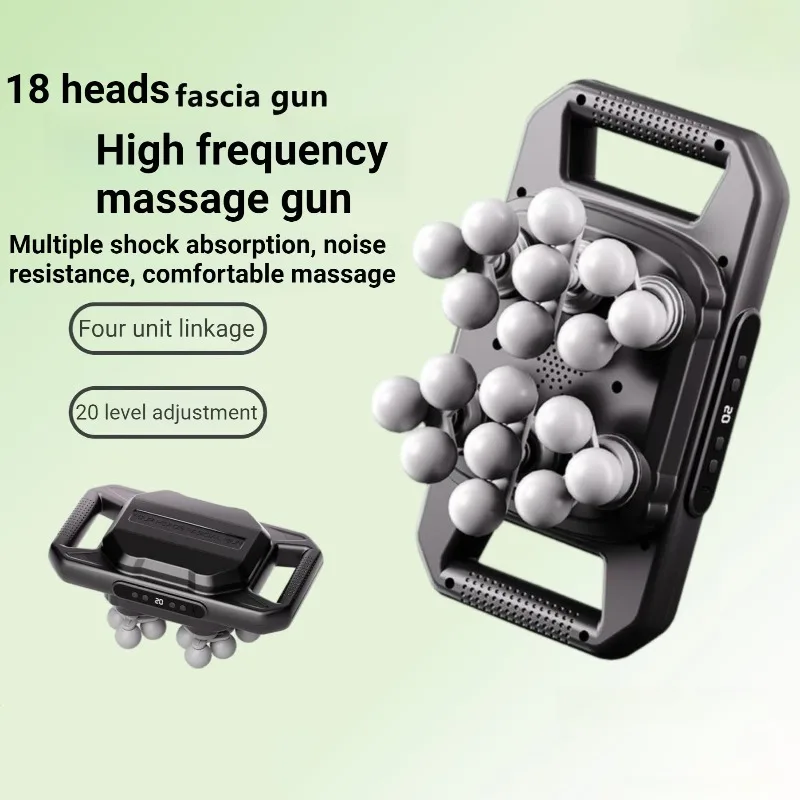 18 Heads Powerful Fascia Gun Professional Denoise High Frequency Vibration Electric Massage Gun Portable Adult Massage Machine