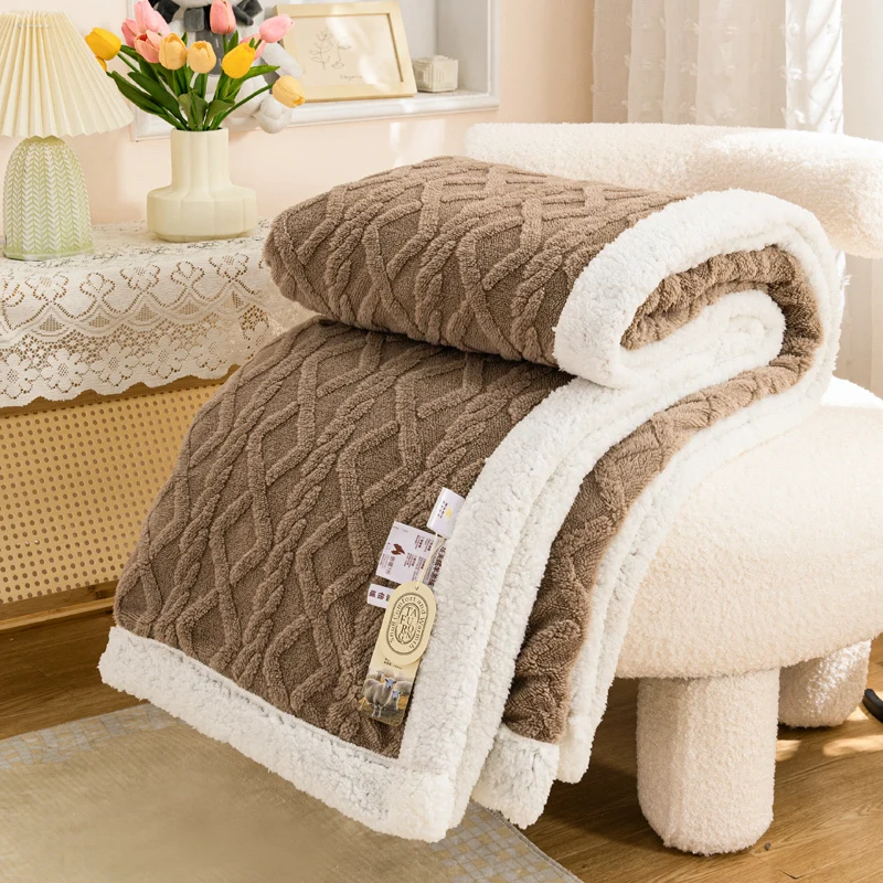 Warm Wool Sherpa Thick Blankets Fluffy Soft Coral Fleece Bedspread on The Bed Single Double Winter Plush Coraline Furry Throw