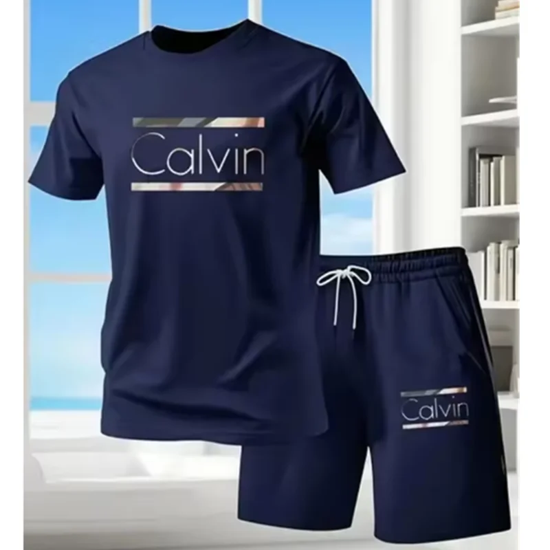 2026 New Fashion Casual T-shirt Shorts Two-piece Set 3D Letter Printing Men's Summer Outdoor Wear Suit