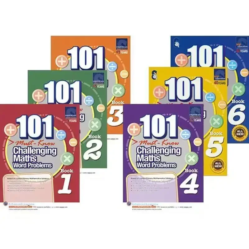 101 Challenging Maths Word Problems Books Singapore Primary School Grade 1-6 Math Practice Book English Book 6 Books/Set Libros
