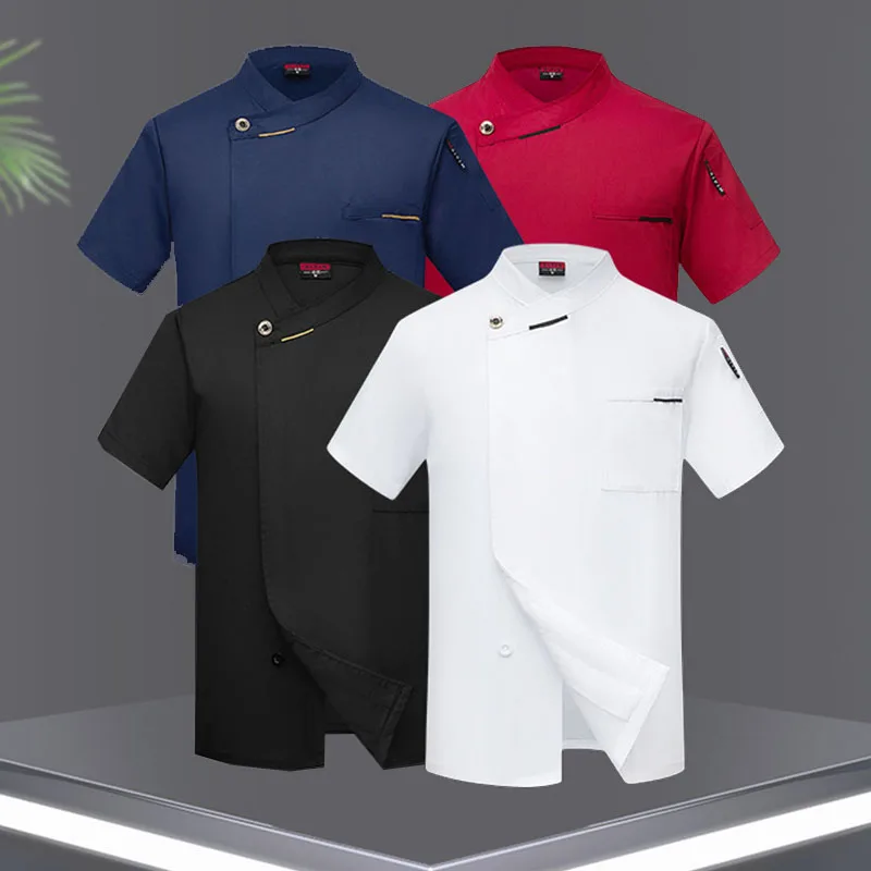 Plus Size Chef Jacket 6XL Shirts for Kitchen Restaurant Workwear Short Sleeve Chef Coat Waiter Waitress Uniform Sushi Workwear