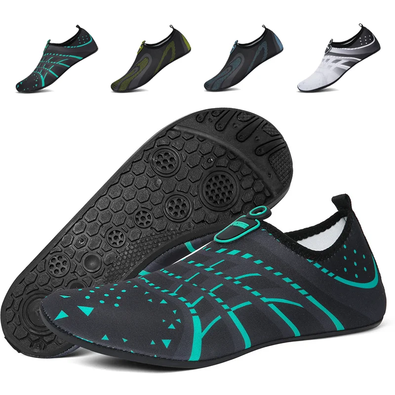 New Beach Shoes Wading Upstream Shoes Non-Slip Water Socks Swimming Shoes Breathable Treadmill Soft Shoes Black Soft Soled