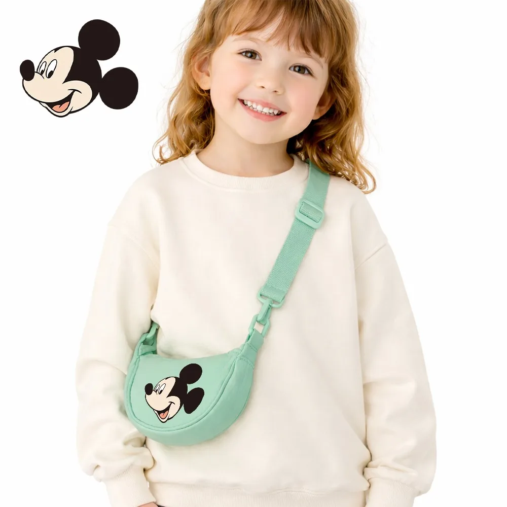 Disney Girls Kids Canvas Crescent Bag Lightweight Large Capacity Crossbody Shoulder Bag Cute Cartoon Casual Daily Purse