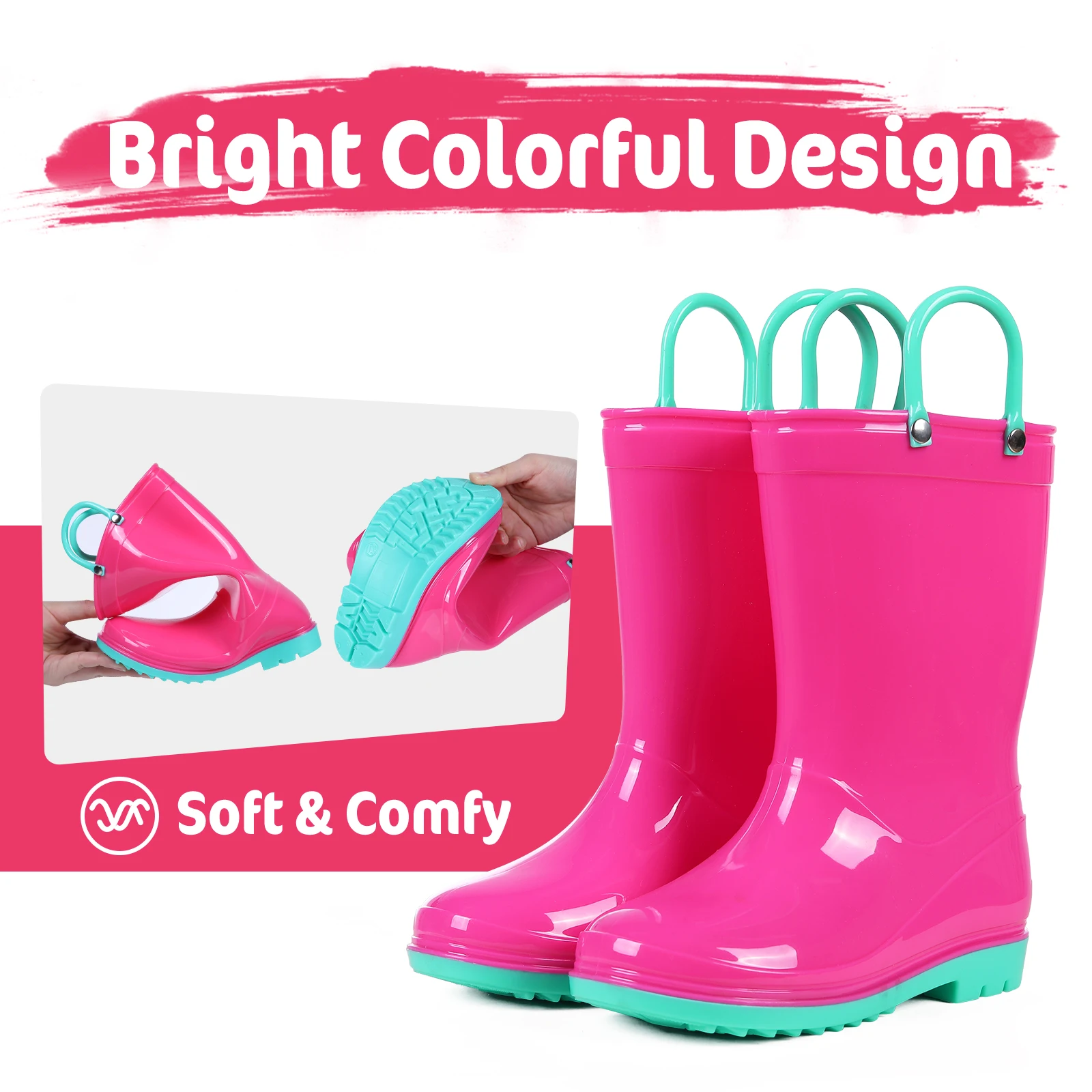 Evshine Rain Boots For Children Fashion Cute Rubber Boots Boys And Girls Waterproof Rain Boots Lovely Cartoon Kids Rain Boots