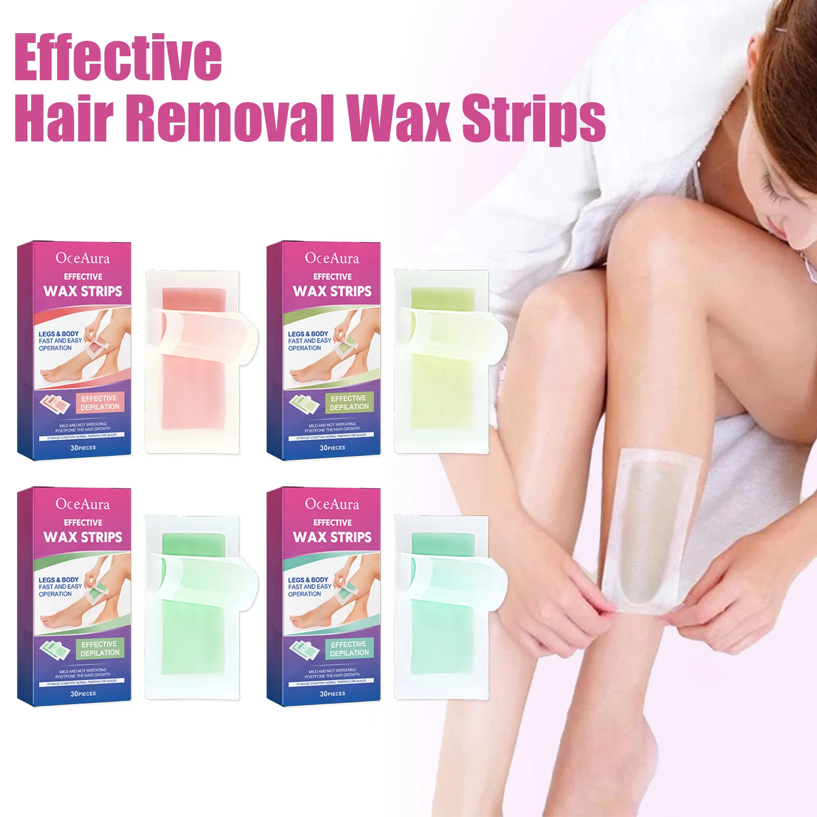 Hair Removal Wax Strip Professional Depilatory Cold Wax Strip Long Lasting Smooth Effective Gentle Body Facial Depilatory