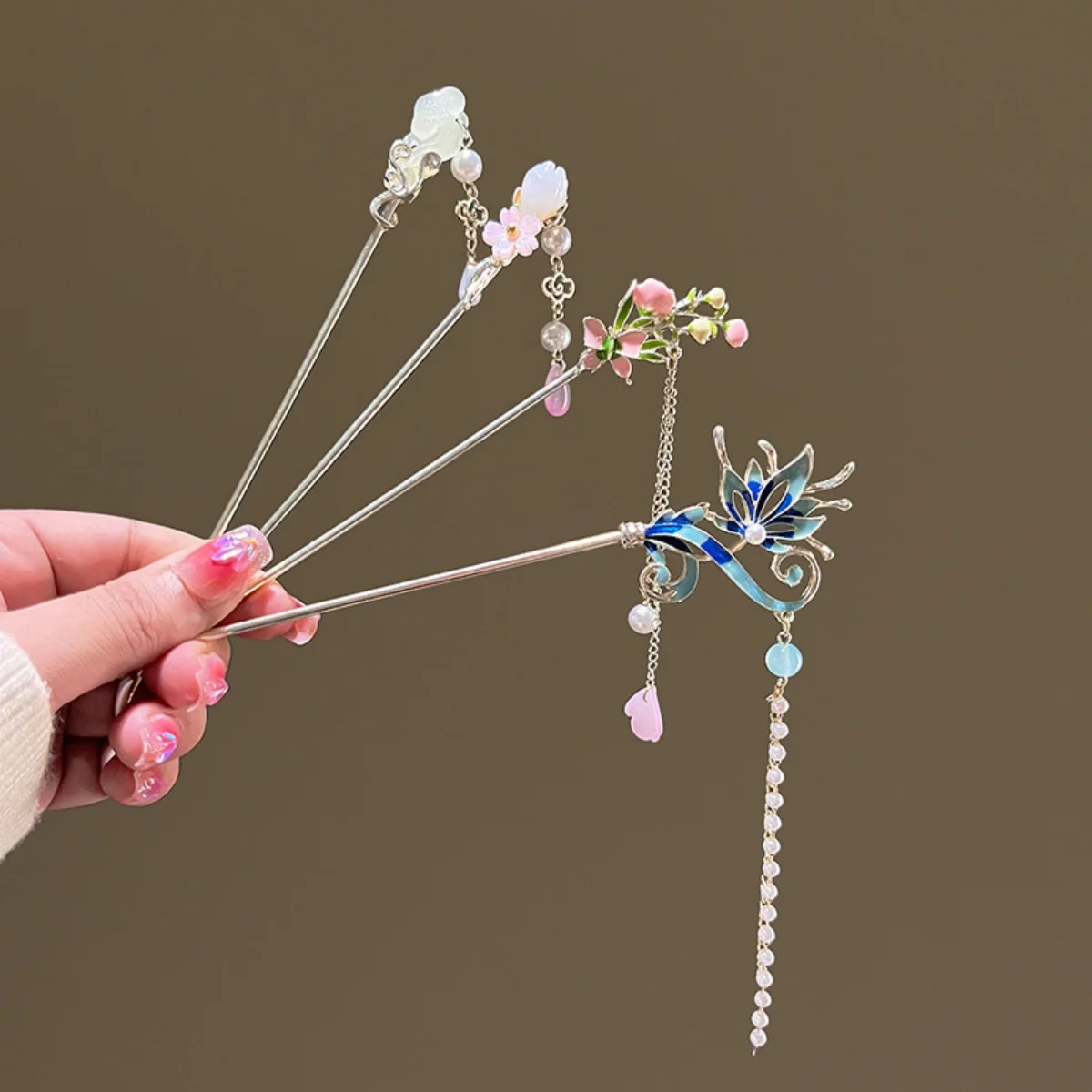 New Chinese Style Hairpin Elegant Cloisonne Flower Hair Stick For Women Vintage Exquisite Hanfu Hair Accessory Girl Hair Pins