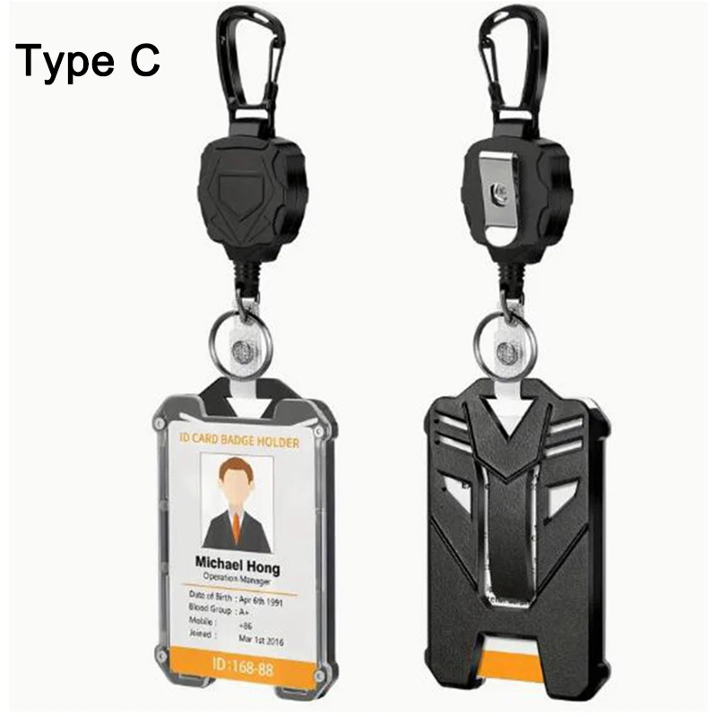 Badge Reel Clip Credit Card Cover Retractable Badge Holder Badge Clip Heavy Duty ID Holder-3 Style Bus Card Cover Case