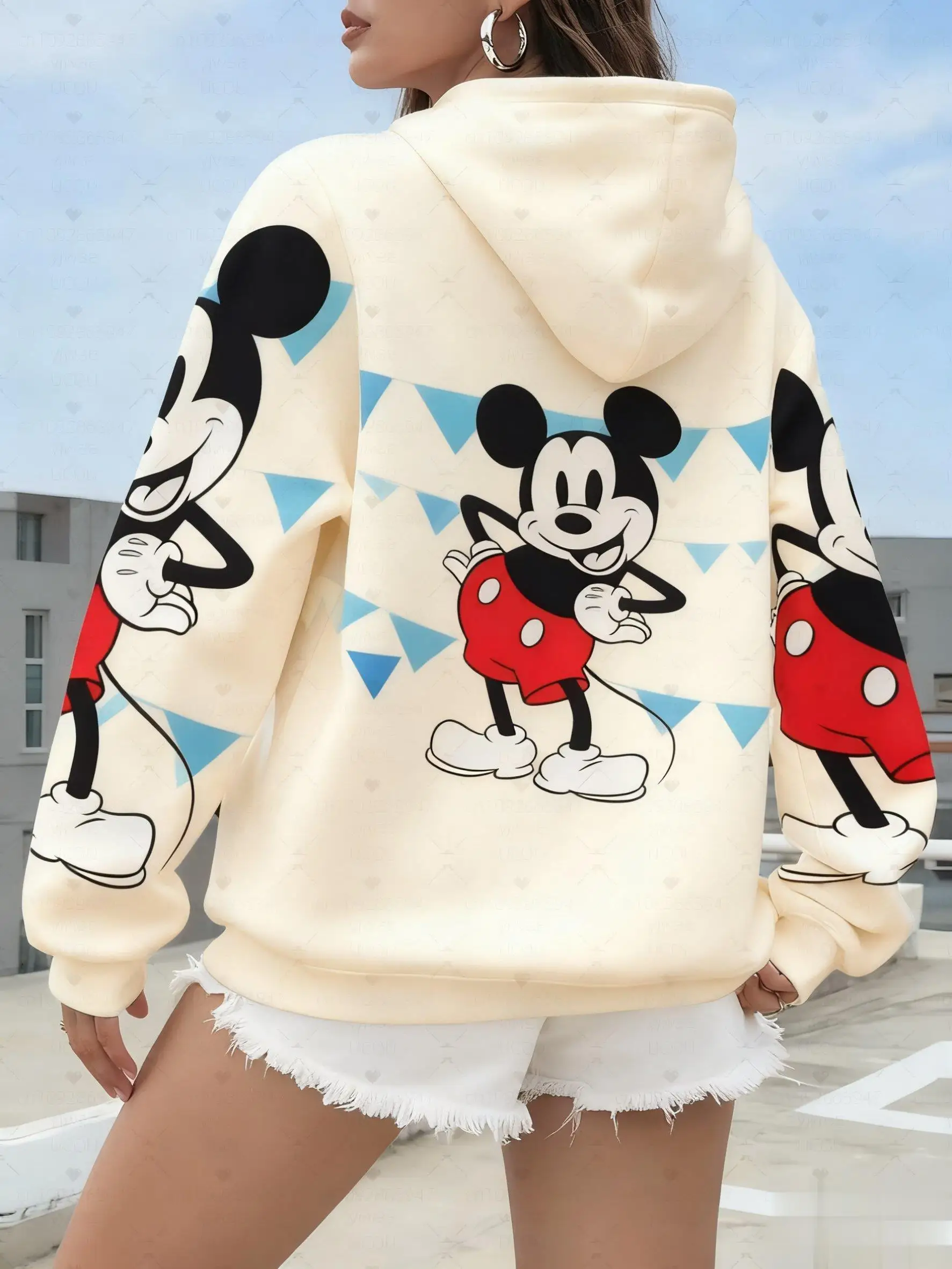 Oversized Disney Graphic Pullover Hoodie Women Men Mickey Mouse Print Casual Streetwear Sweatshirt New Spring Autumn Fashion Top