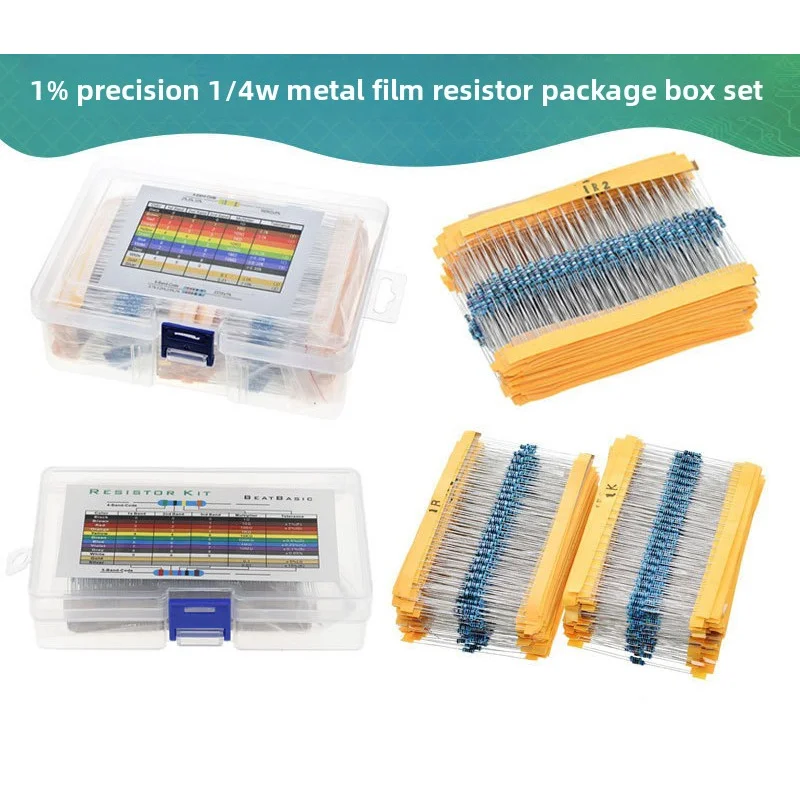 Boxed 600pcs 30Types 20pcs Each 1% Precision 1/4W Metal Film Resistors
