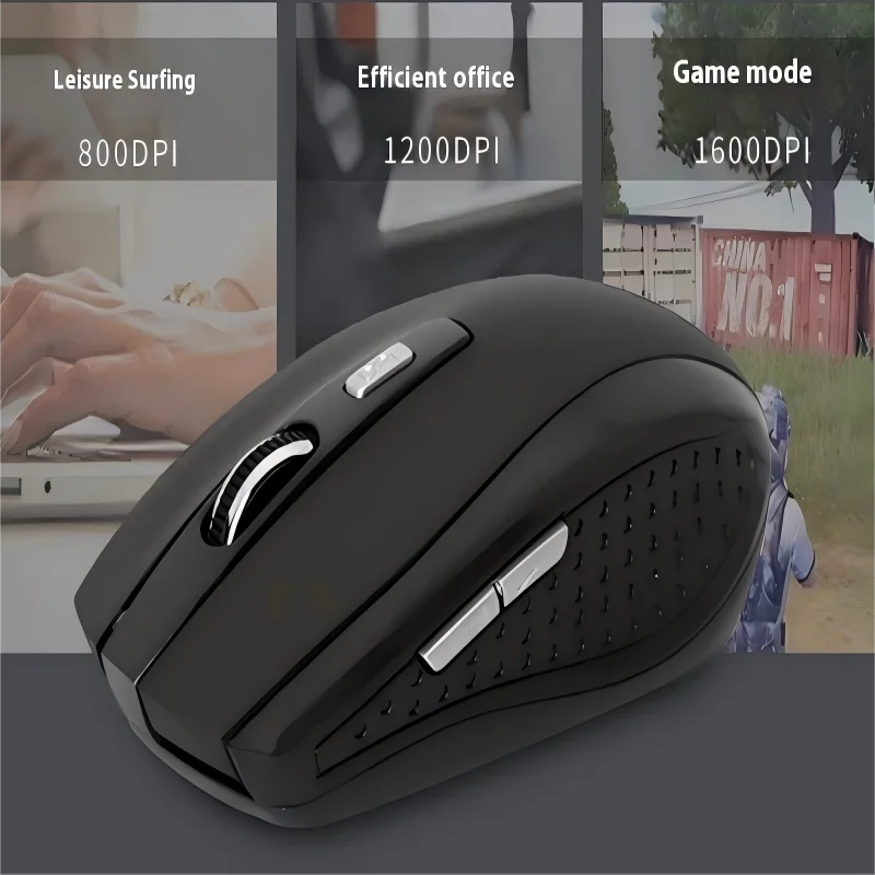 2.4G Portable Battery-Powered Wireless Optical Office Mouse, Adjustable DPI, Suitable for Laptops