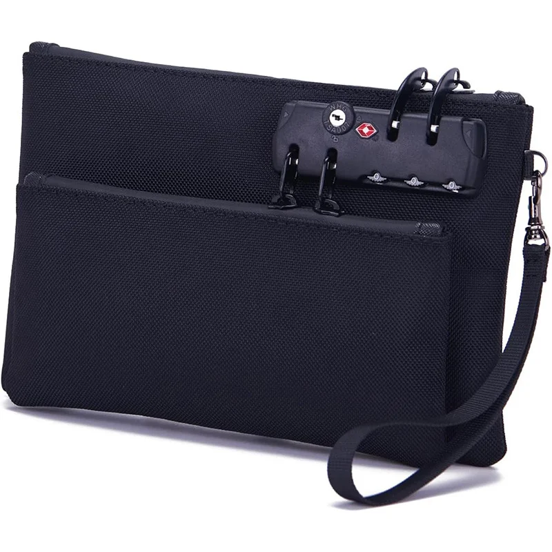 Secure Locking Money Bag with Zipper Closure Dual-Layer Organizer for Passports, Cash, Business, Travel Locking Bank Bag