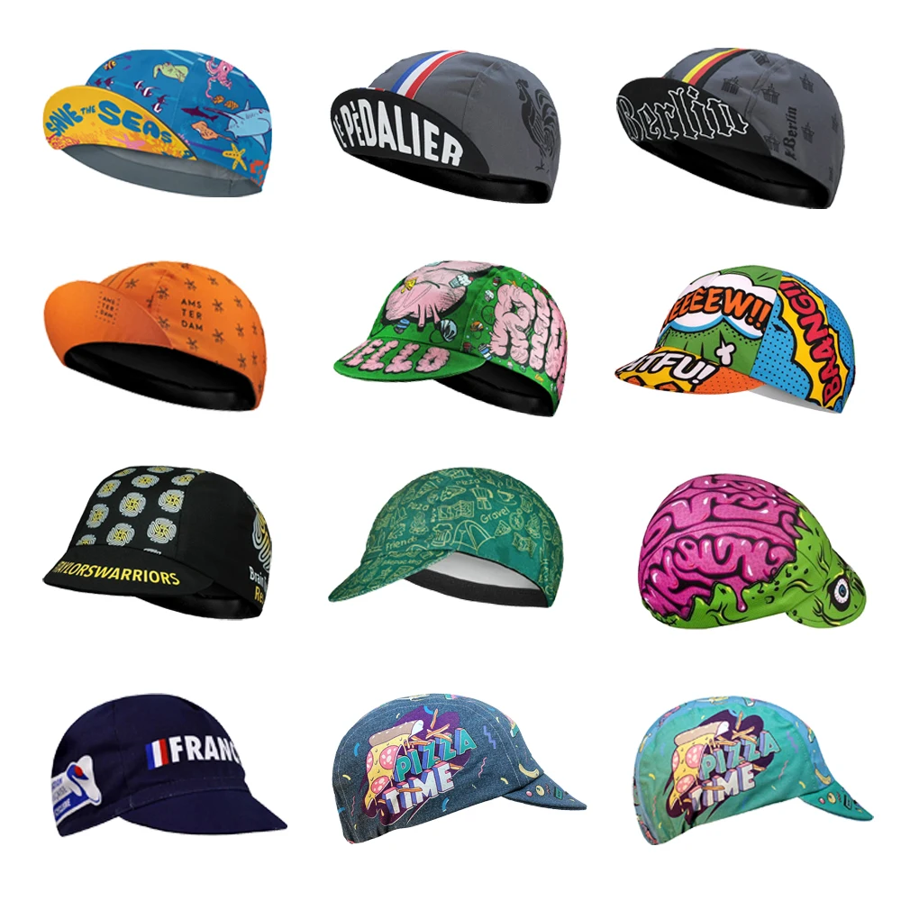 Hot Retro Polyester Cycling Caps Men&Women Summer Breathable Quick Dry Bicycle Hats 12 Style Choice