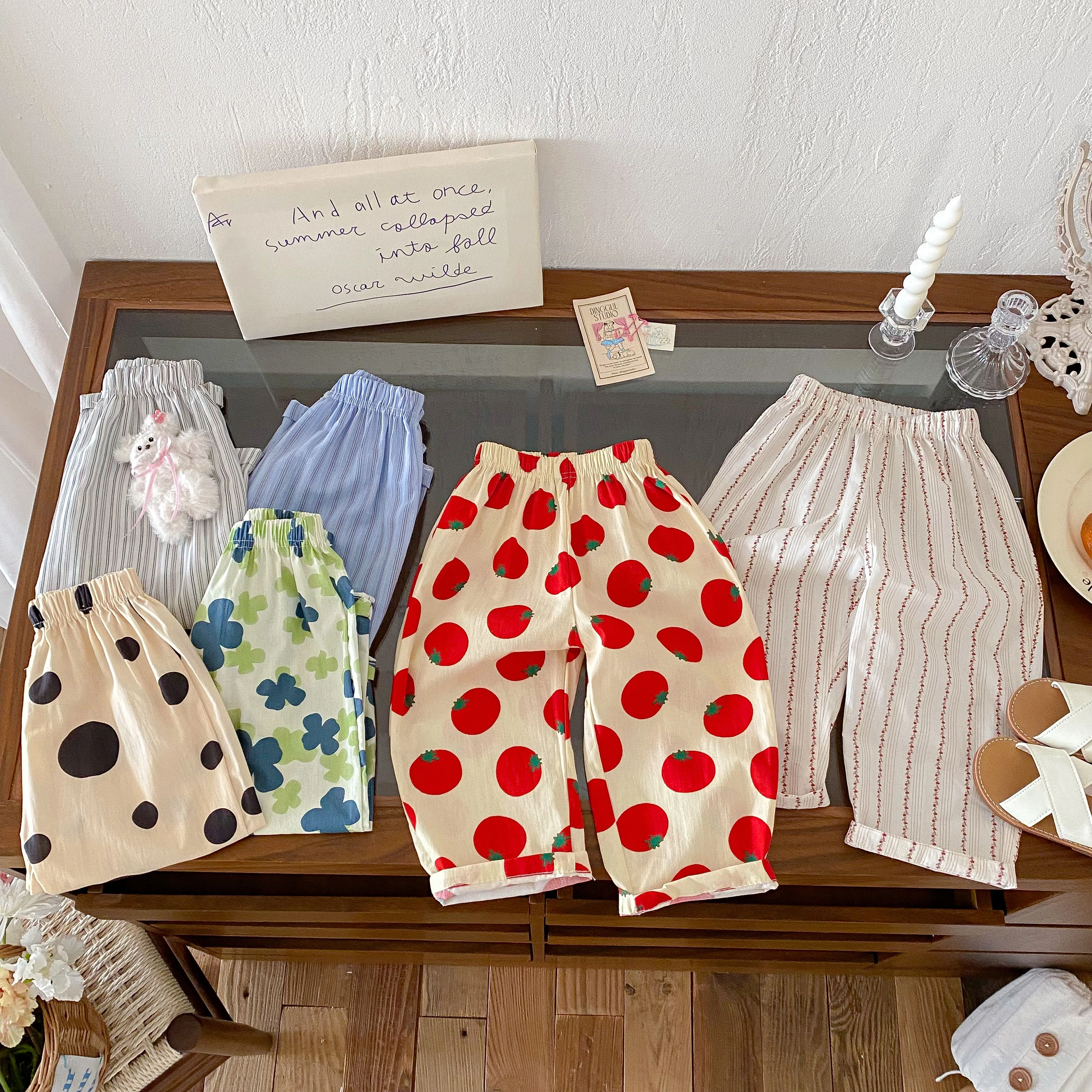 0-6Year Child Pants Cotton Thin Casual Sports Trousers Full Print Loose All-mtach Pants Boys Girls Baby Mosquito Resistant Pants