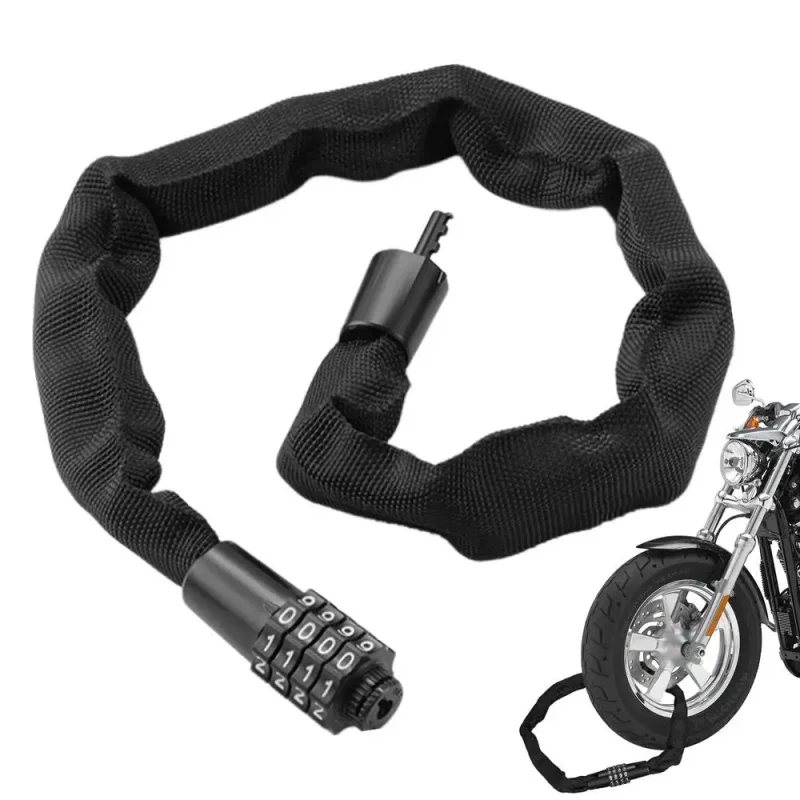 Bike Chain Locks Anti Theft Heavy Duty Bicycle Chain Lock 3.9 Feet Long Secure Chain Lock 4-Digit Combination Lock For Bikes
