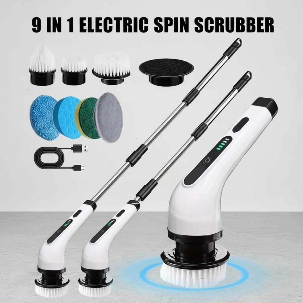Electric Cleaning Brush 9 in 1 2000 mAh Cleaning Tool for Living Room Bathroom Kitchen Handheld Cleaning Brush Electric Scrubber