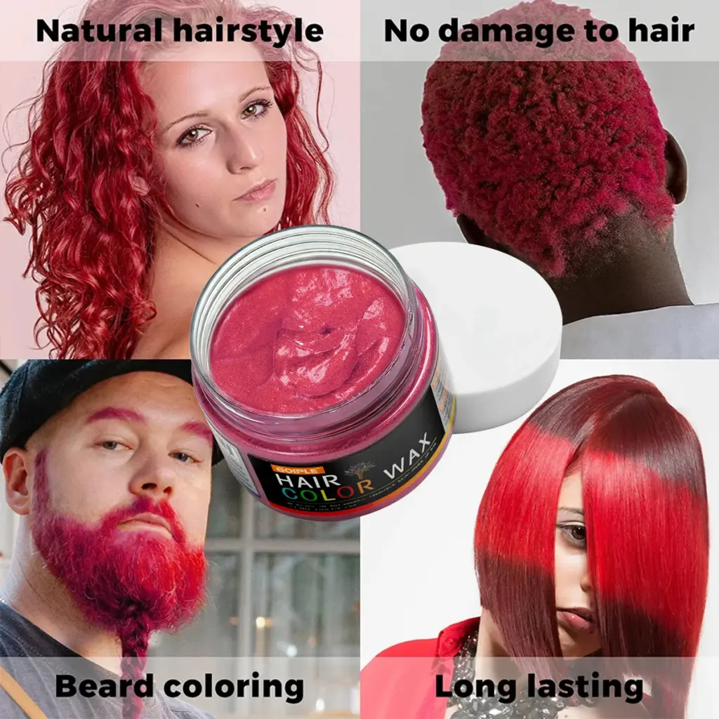 Valentine's Day Hair Color Wax for Men & Women Hair Clay Fashion One-Time Temporary Styling Dye Cream Easy Wash Hair Beard Color