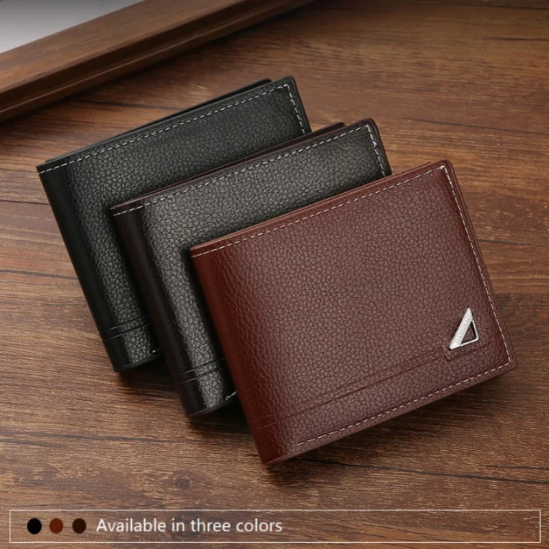 New Men's Folding PU Leather Wallet Multi Slot Large Capacity Credit Card/cash Clip Durable Fashion Short Style Term Zero Wallet