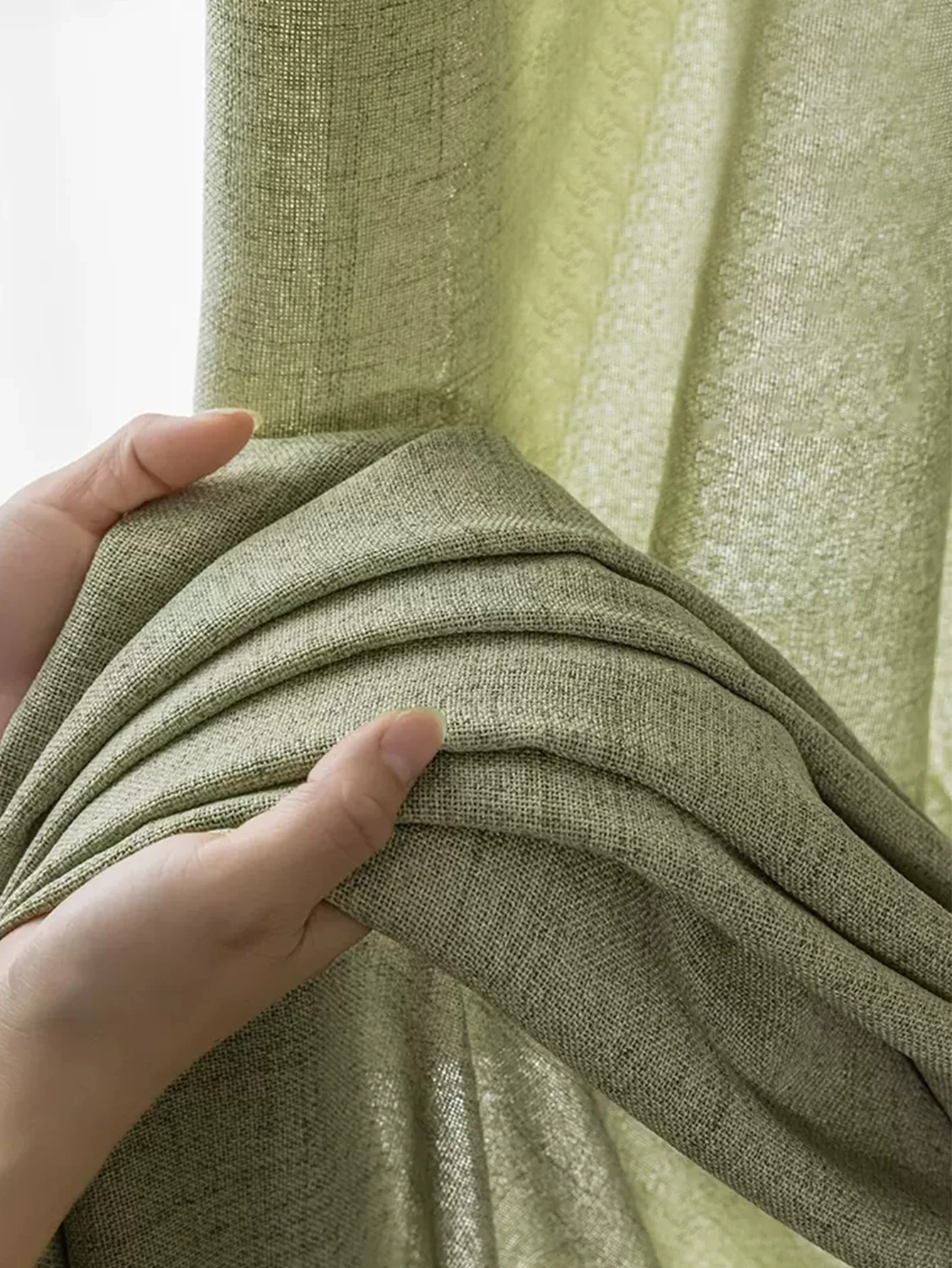 Spring and summer Japanese matcha, green cotton and linen curtains sheer curtains, opaque curtains, luxurious linen for bedrooms