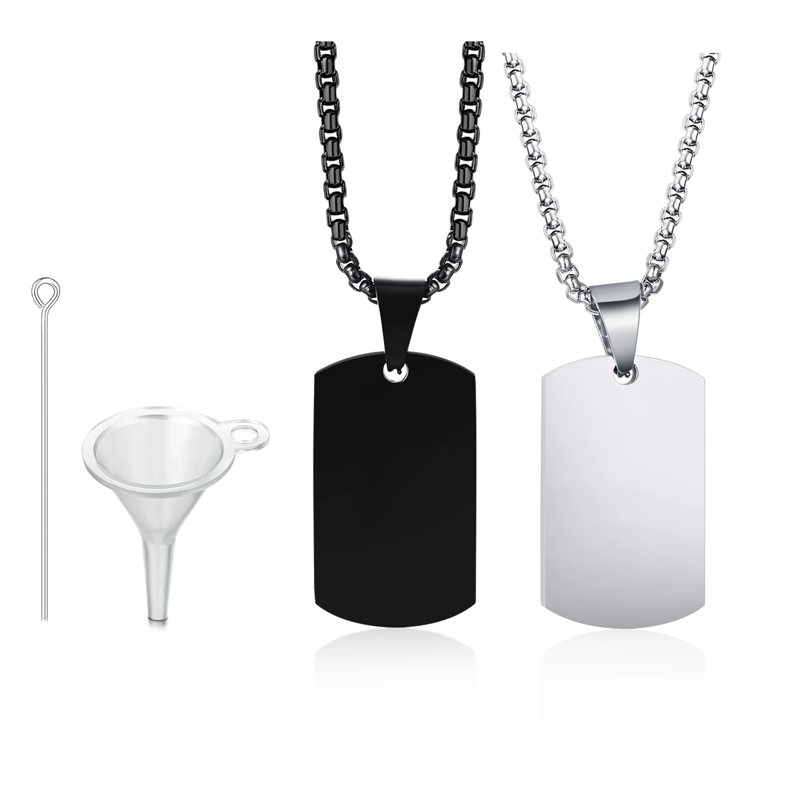 Men Dog Tag Urn Necklace,Stainless Steel Ashes Cremation Urn Pendant Necklaces with Funnel,Commemorative Jewelry Gifts