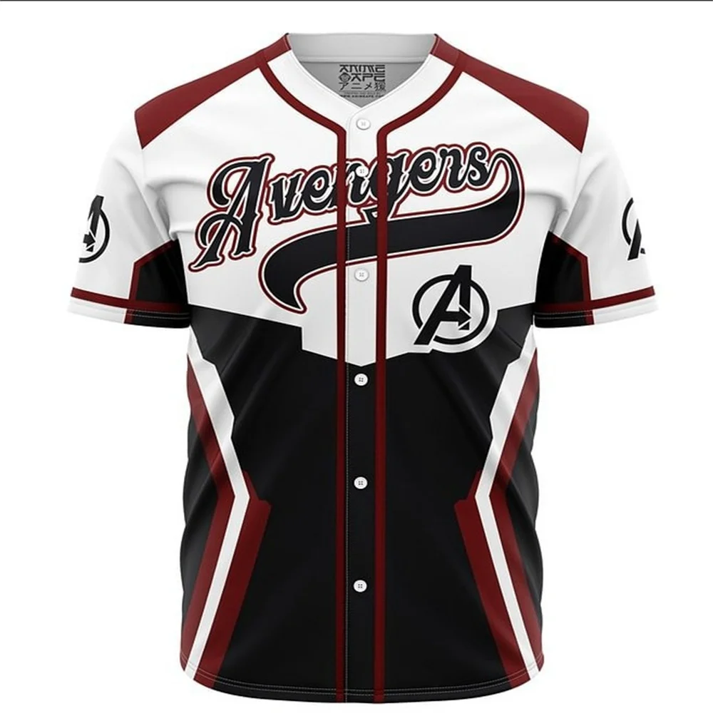 Marvel Avengers 3D Printed Men's Knitted T-shirt Summer Retro Children's Short-sleeved Baseball Jersey Street Casual Breathable