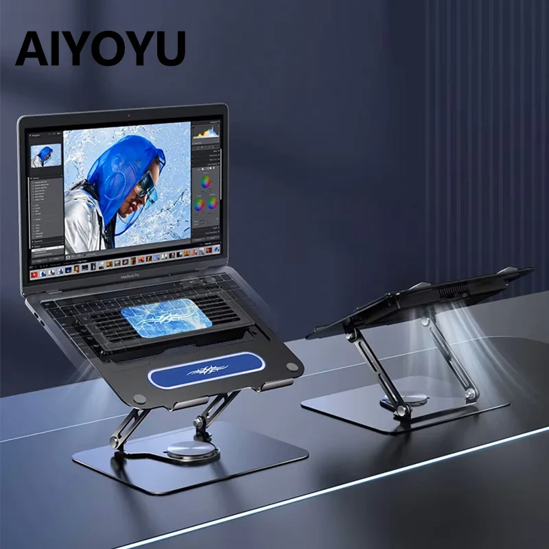 Laptop radiator stand double layer, 360° rotating folding, silent heat dissipation and cooling suitable for laptops of all sizes